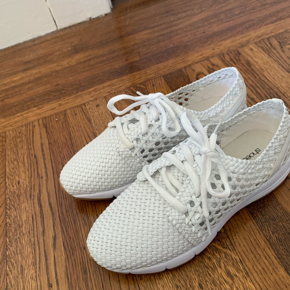 White woven shoes